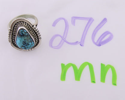 Navajo Ring 925 Silver Spiderweb Turquoise Signed Jon McCray C.80's