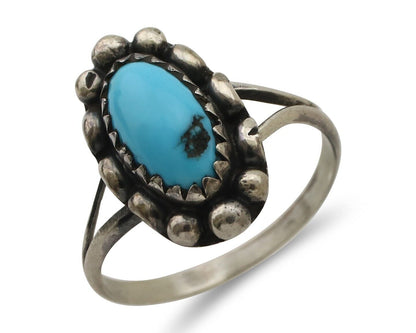 Navajo Ring 925 Silver Sleeping Beauty Turquoise Signed SkyStone Creations C80s