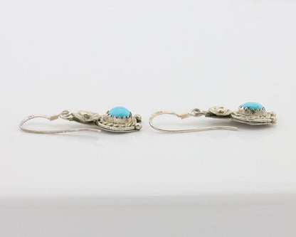 Navajo Dangle Earrings 925 Silver Natural Turquoise Artist Signed DB C.80's