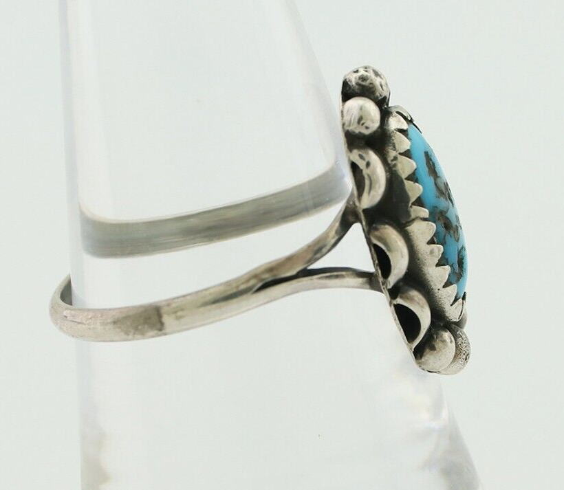 Navajo Handmade Ring 925 Silver Sleeping Beauty Artist Signed SC C.80's