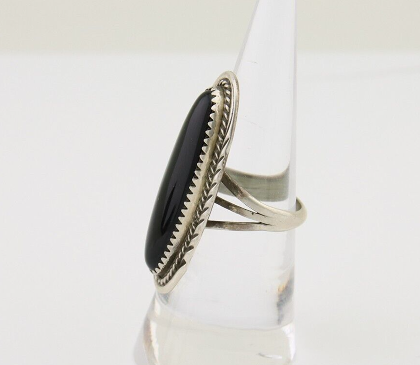 Navajo Ring 925 Silver Black Onyx Artist Signed William Denetdale C.80's