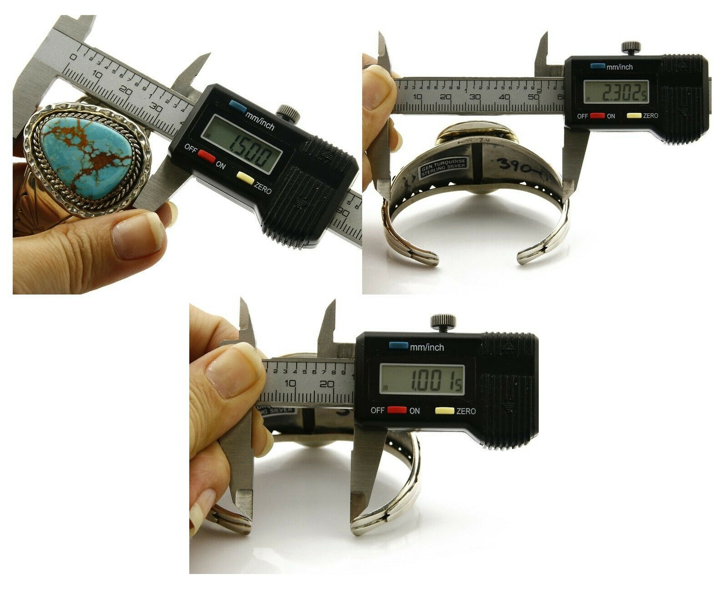 Navajo Bracelet .925 Silver Natural Mined Turquoise Signed DZ C.80's