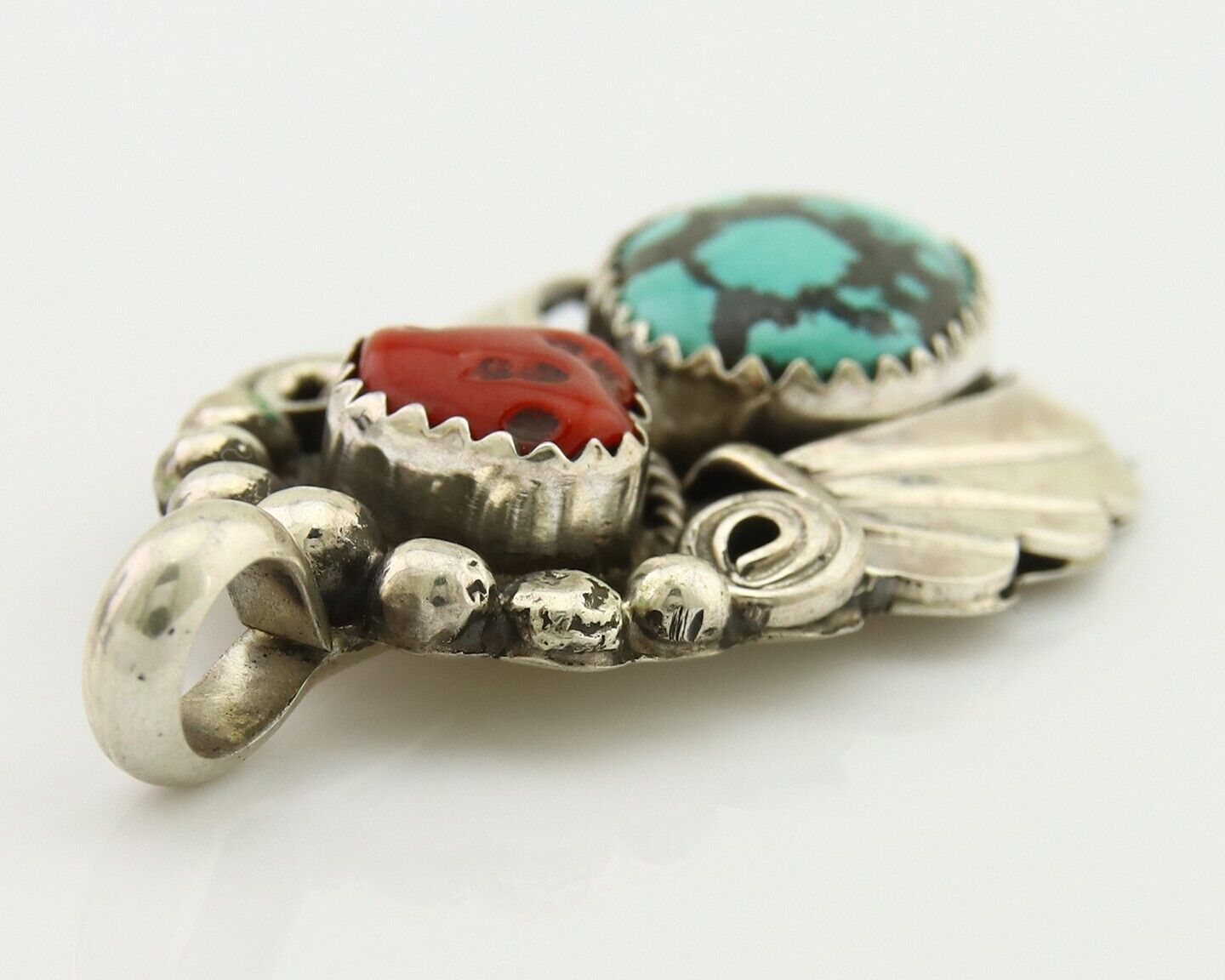 Navajo Necklace 925 Silver Spiderweb Turquoise Artist Signed Justin Morris C80s