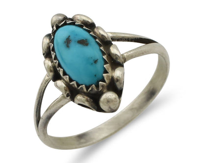 Navajo Ring 925 Silver Sleeping Beauty Turquoise Signed SkyStone Creations C80s