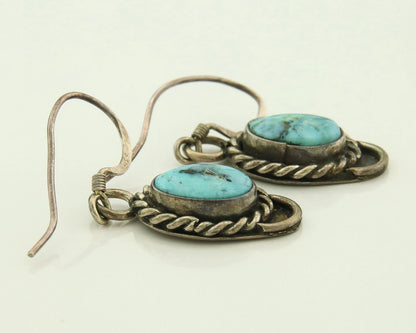 Navajo Dangle Earrings Sterling Silver Natural Turquoise Vintage