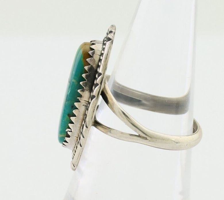 Navajo Ring 925 Silver Natural Blue Turquoise Artist Signed M BEGAY C.80's