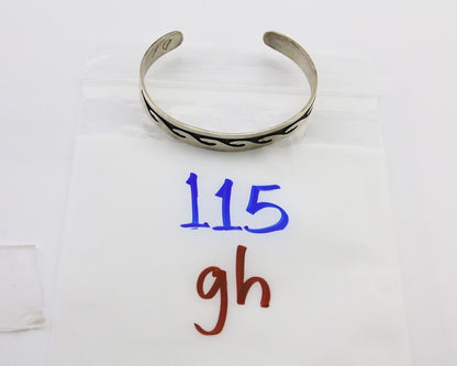 Navajo Overlay Cuff Bracelet .925 Silver Artist Signed C.80's