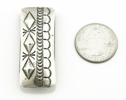 Navajo Money Clip .925 Silver & Nickle Hand Stamped Artist Native C.80-90's