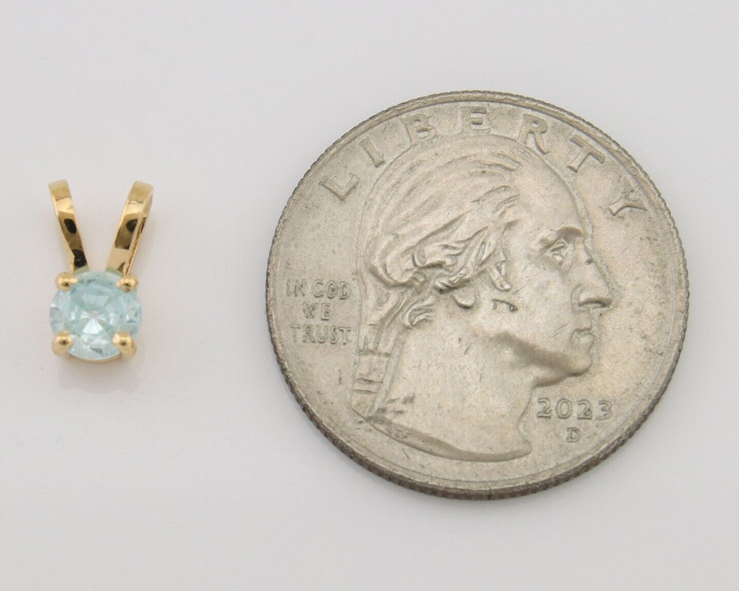 March Birthstone Pendant Set in 14k Solid Yellow Gold