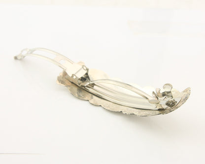 Vintage Navajo Barrette 925 Sterling Silver Hand Stamped Authentic Native Artist