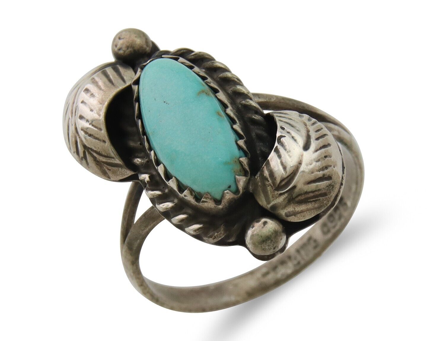 Navajo Ring 925 Silver Natural Blue Turquoise Native American Artist C.80's