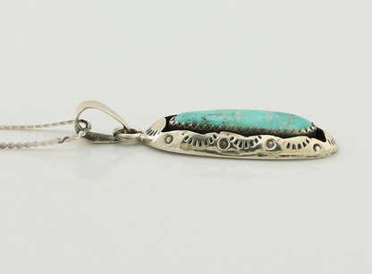 Navajo Necklace 925 Silver Kingman Turquoise Native American Artist C.80s