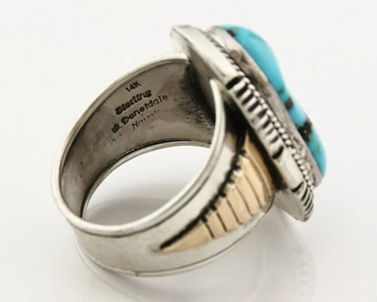 Navajo Ring 14k Sterling Silver Turquoise William Denetdale C.80's Size 12