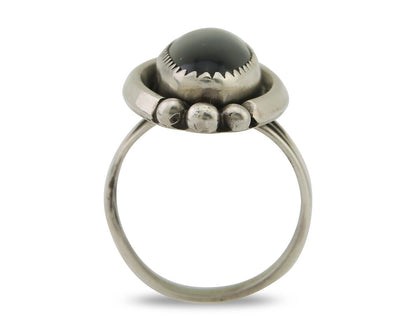 Navajo Handmade Ring 925 Silver Black Onyx Artist Signed SC C.80's