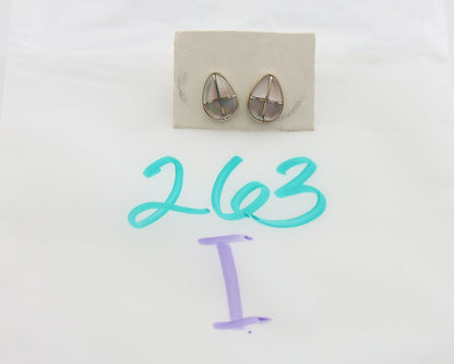 Navajo Earrings 925 Silver Pink Mussel Native American Artist C.80's