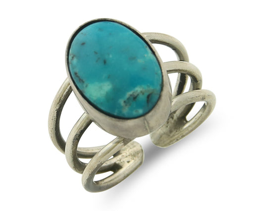 Vintage Navajo Ring Sterling Natural Gemstone Native Artist Size 6.5