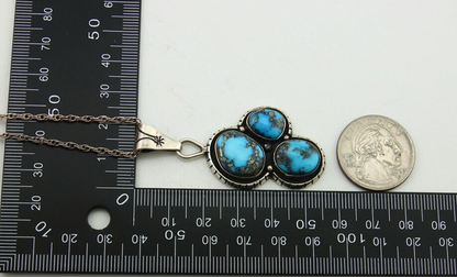 Navajo Necklace 925 Silver Morenci Turquoise Artist Signed Tony Guerro C.80's