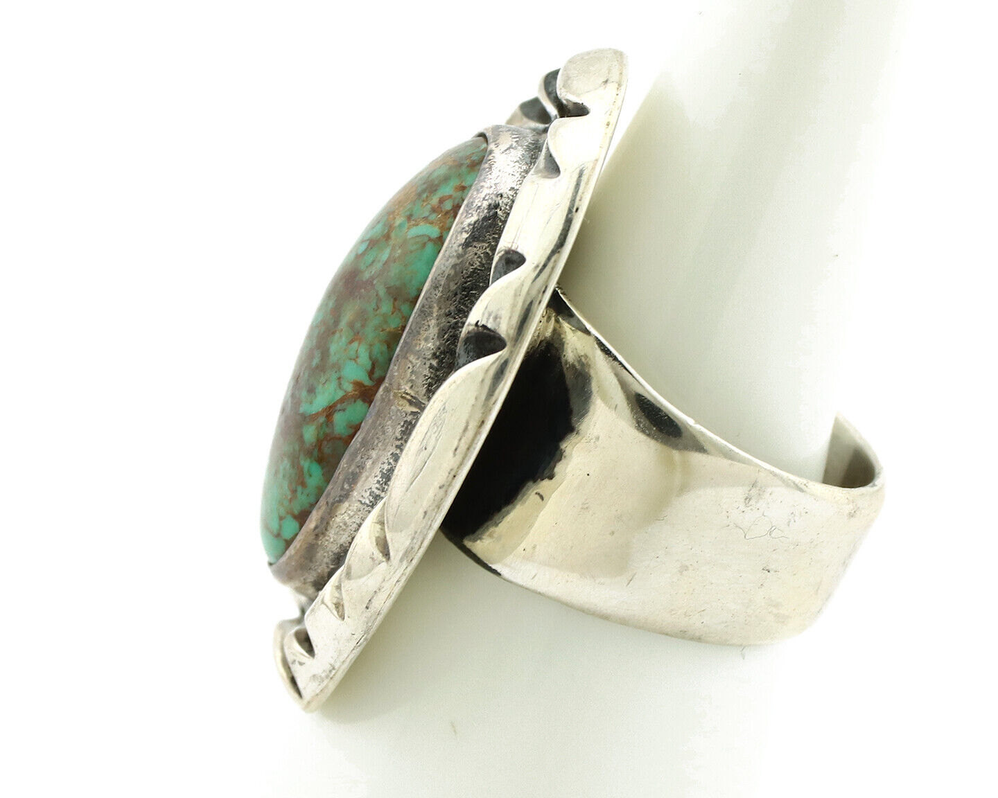 Navajo Ring 925 Silver Spiderweb Bisbee Turquoise Signed C Montoya C.80's