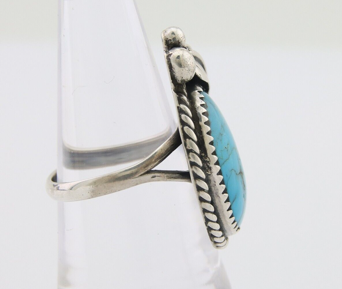 Navajo Handmade Ring 925 Silver Natural Turquoise Native Artist C.80's