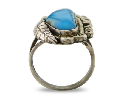 Navajo Ring .925 Sterling Blue Turquoise Artist Signed R Yazzie C.80's