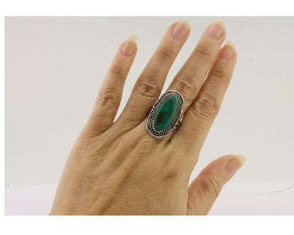 Navajo Ring 925 Silver Natural Blue Turquoise Native American Artist C.80's