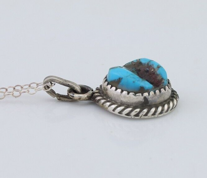 Navajo Necklace 925 Silver Natural Blue Turquoise Native American Artist C.80's