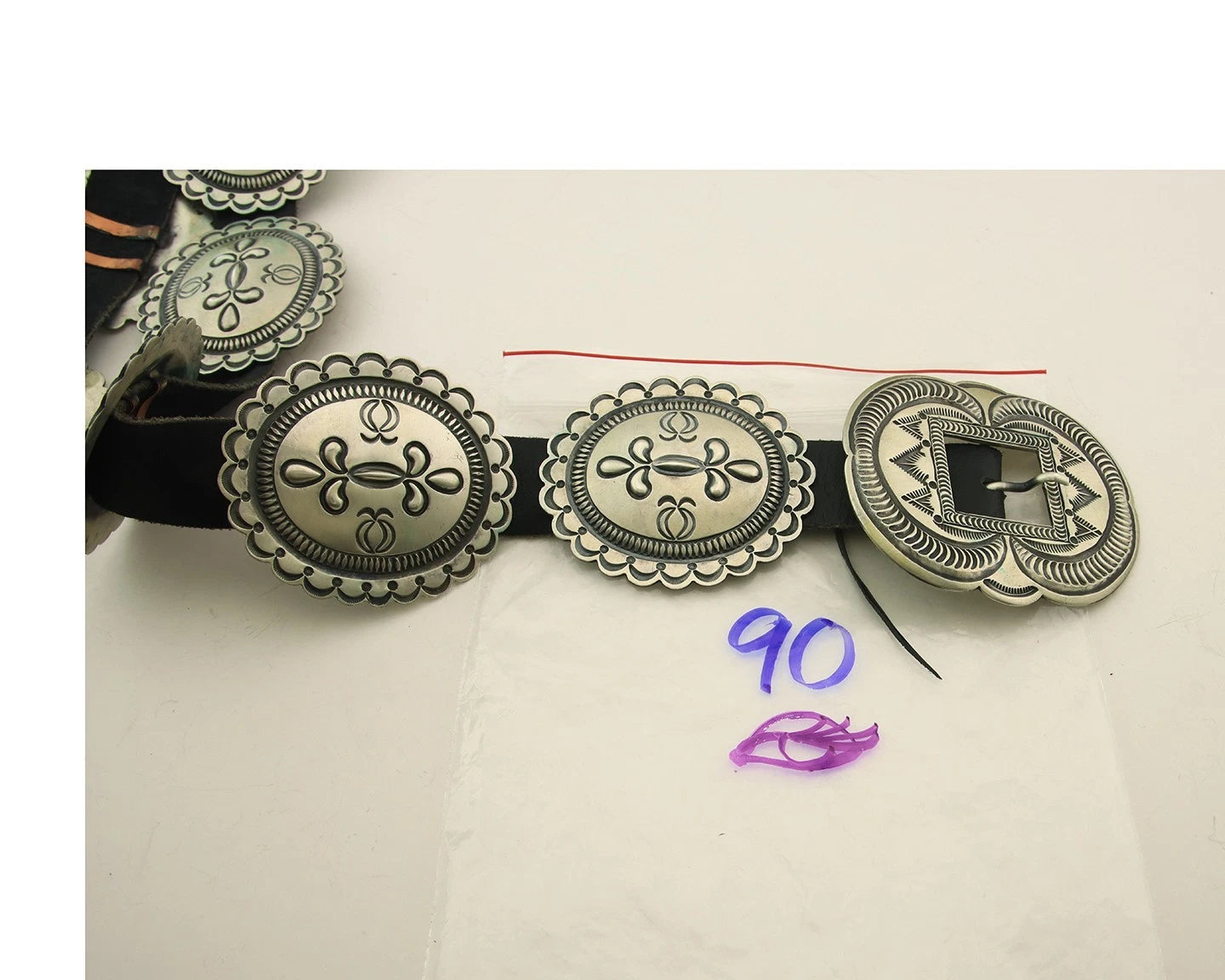 Navajo Concho Belt Sterling Silver Handmade Vintage 40in Long