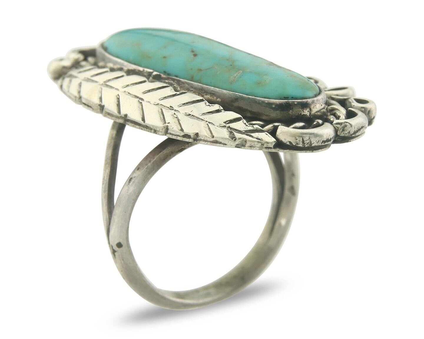 Navajo Ring 925 Sterling Blue Turquoise Artist Signed Richard Yazza C.80's