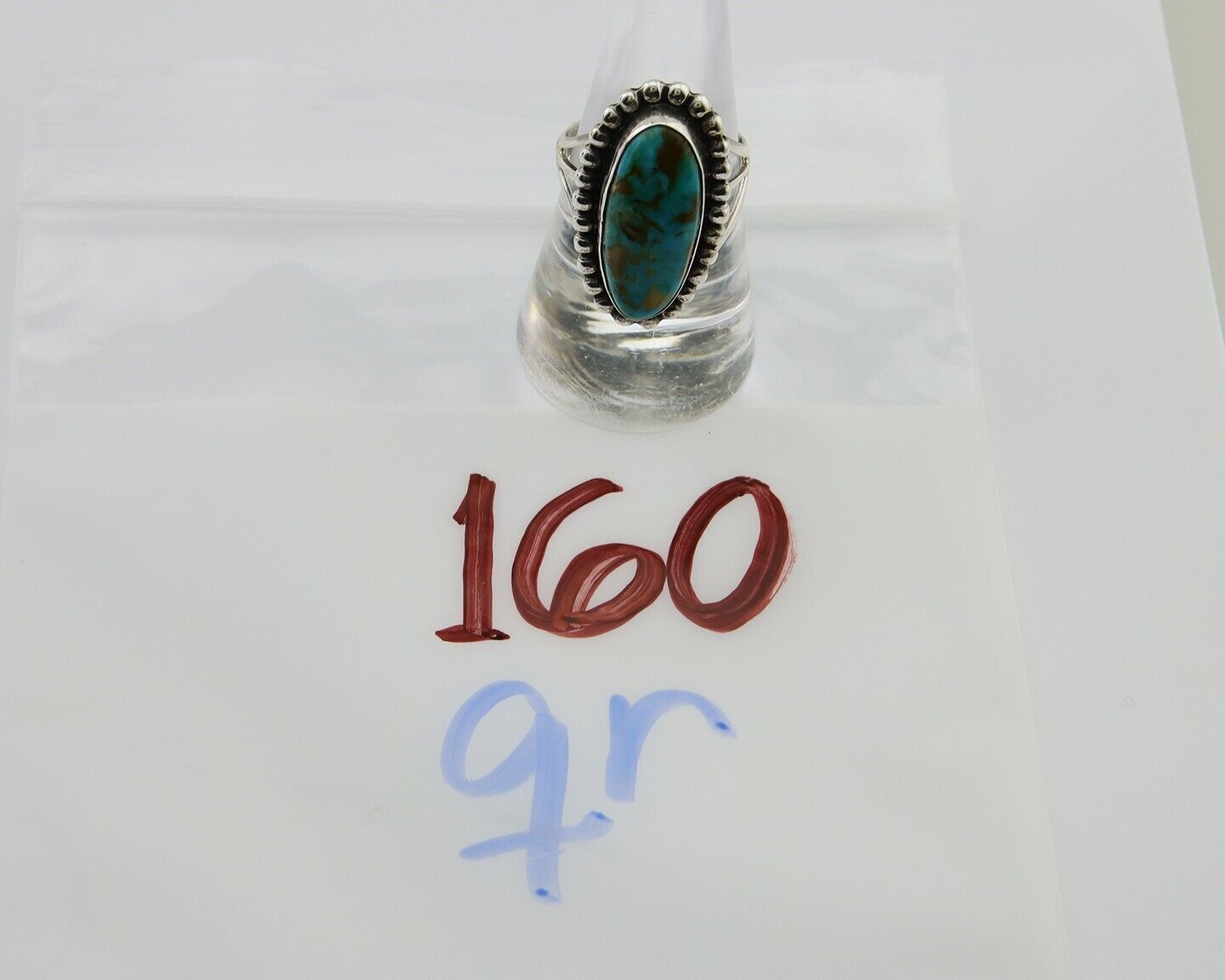Navajo Shield Ring 925 Silver Arizona Turquoise Native Artist C.80's