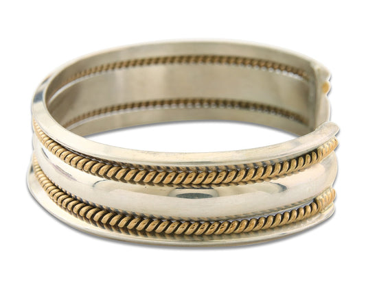 Navajo Bracelet 925 Silver & 12k Yellow Gold Filled Signed TAHE C.80's
