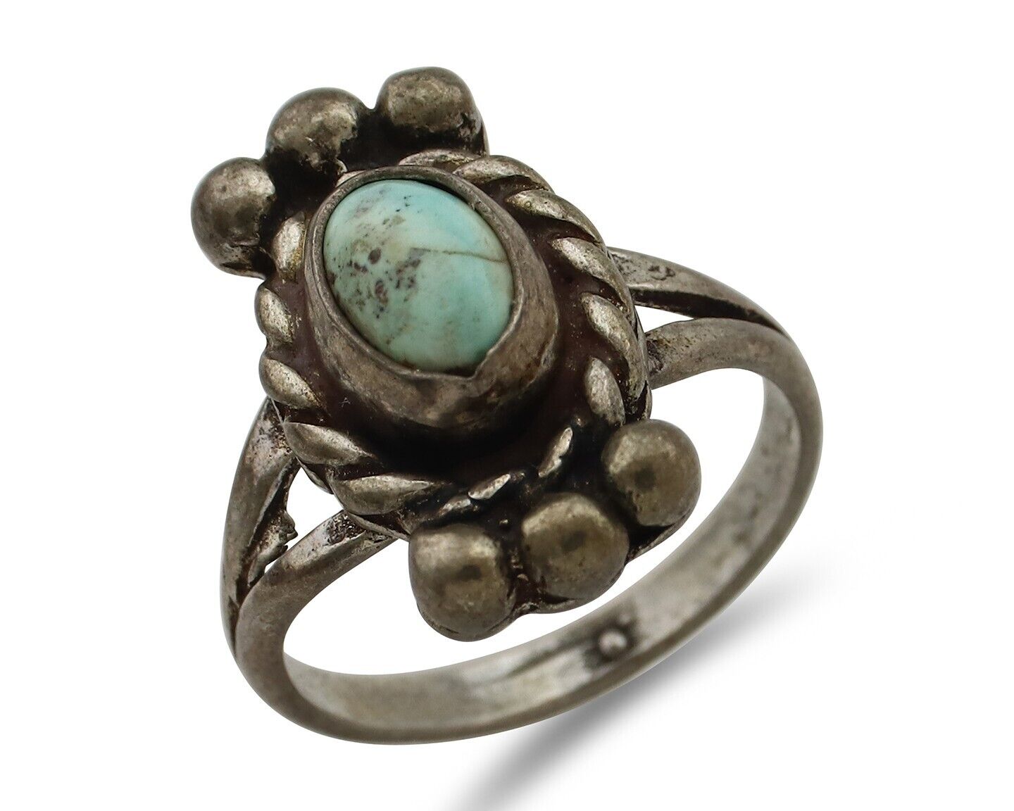 Navajo Ring 925 Silver Natural Blue Turquoise Native American Artist C.1980's