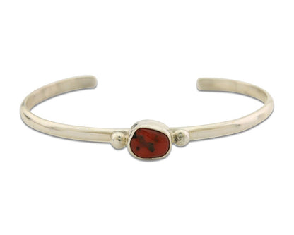 Navajo Bracelet .925 Silver Mediterranean Red Coral Cuff Native Artist C.80's