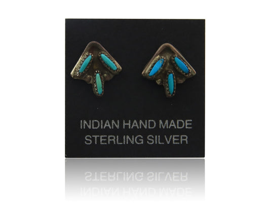 Navajo Earrings Sterling Silver Turquoise Vintage Handmade