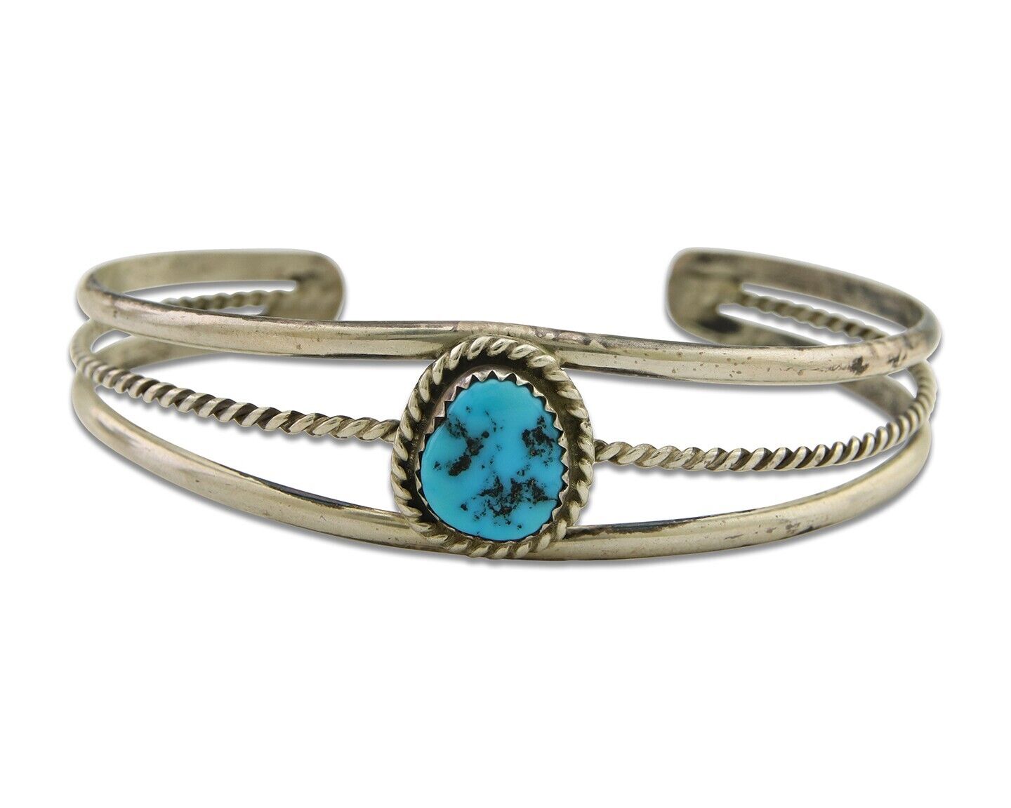 Navajo Bracelet 925 Silver Cuff Turquoise Handmade Artist Signed TC C.80's