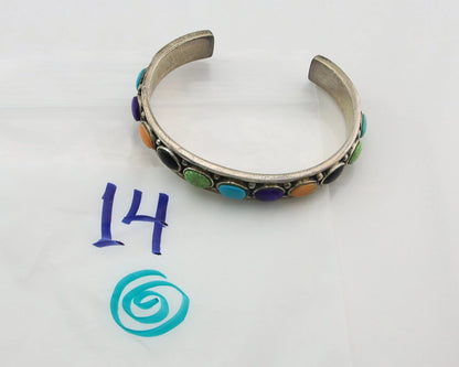 Navajo Cuff Bracelet Sterling Silver Natural Gemstone Vintage Native Artist