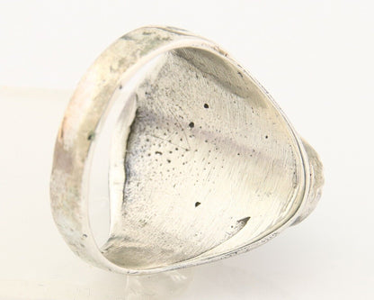 Navajo Ring 925 Sterling Turquoise & Coral Native Artist C.80's Size 8.75