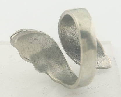 Navajo Ring 925 Silver Inlaid Natural Coral Native Artist C.80's Size 8.0