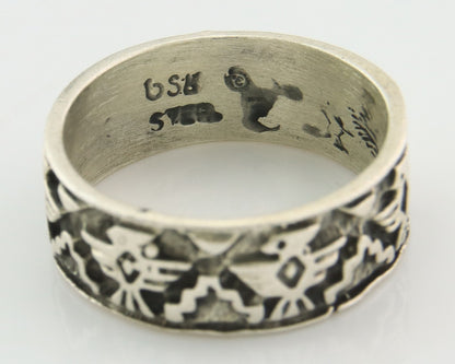 Navajo Band Ring Sterling Silver Vintage Authentic Signed BSM Size 7.0