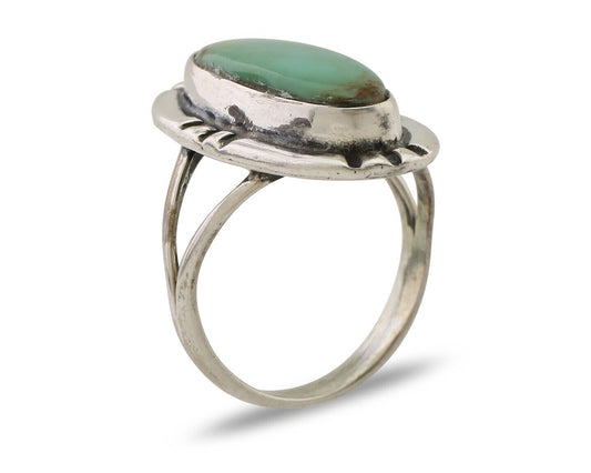 Navajo Handmade Ring 925 Silver Green Turquoise Artist Signed Kachina C.80's