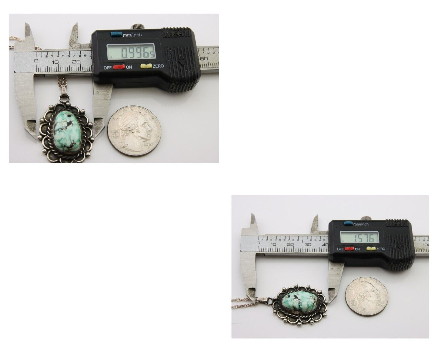 Navajo Necklace 925 Silver Natural Turquoise Native American Artist C.80's