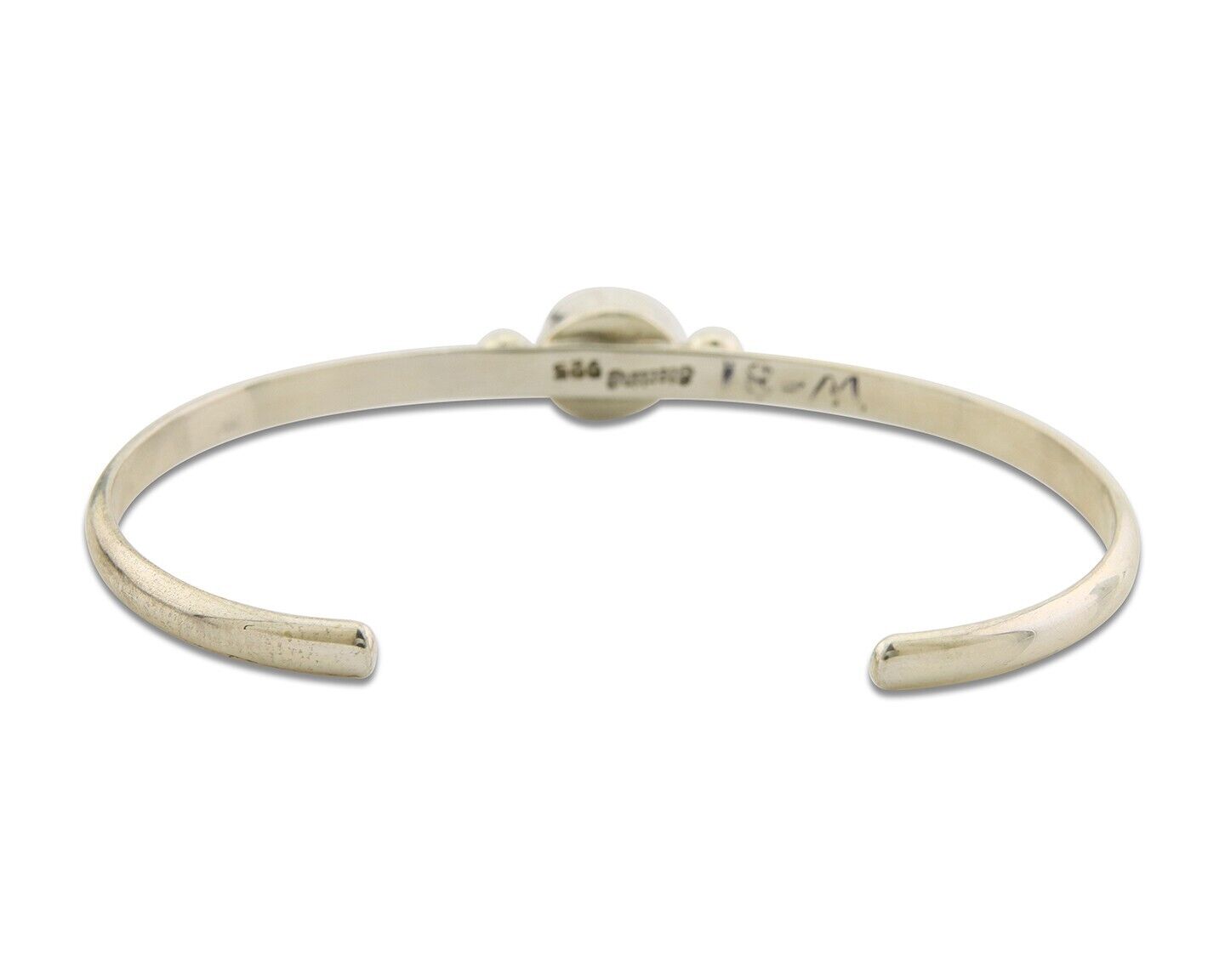 Navajo Bracelet .925 Silver Mediterranean Red Coral Cuff Native Artist C.80's