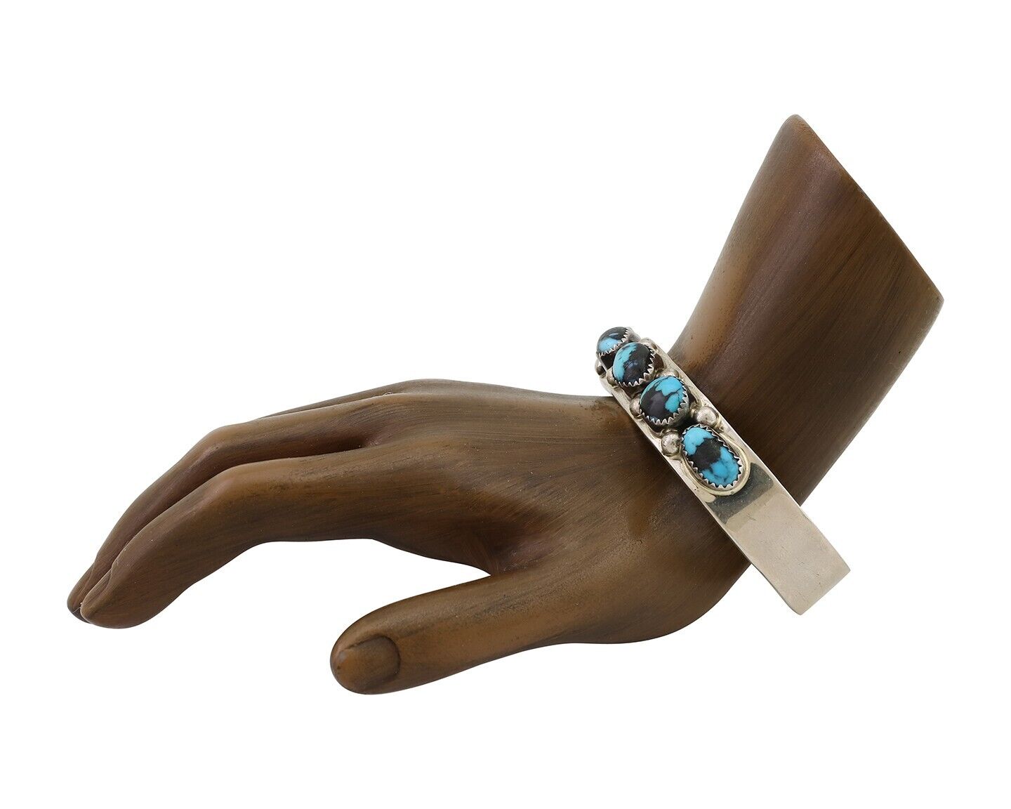 Navajo Cuff Bracelet 925 Silver Natural Turquoise Signed C Jones C.80's