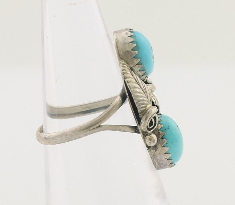 Navajo Ring 925 Silver Natural Blue Turquoise Native American Artist C.80's