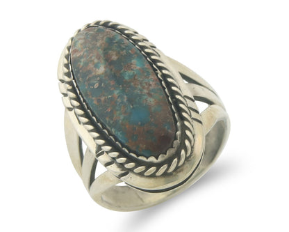 Vintage Navajo Ring 925 Sterling Authentic Turquoise Artist Signed TS Size 7.25