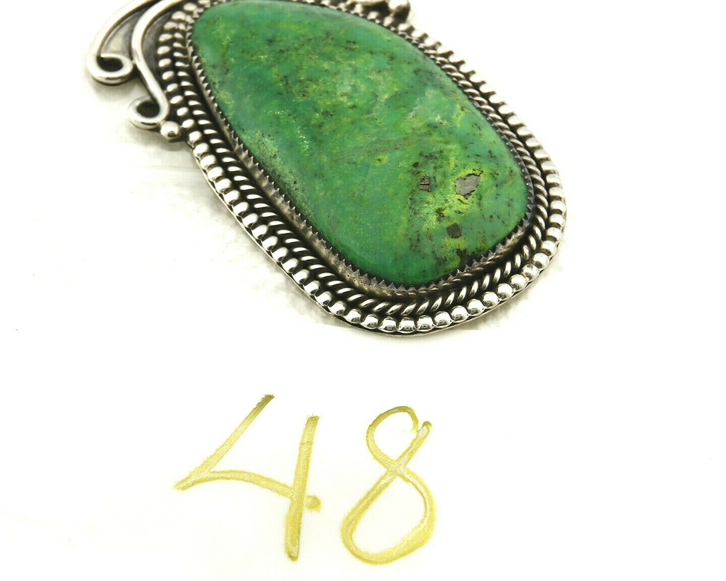 Navajo Crescent Valley Natural Turquoise Pendant .925 Silver Signed Gomez C.2005