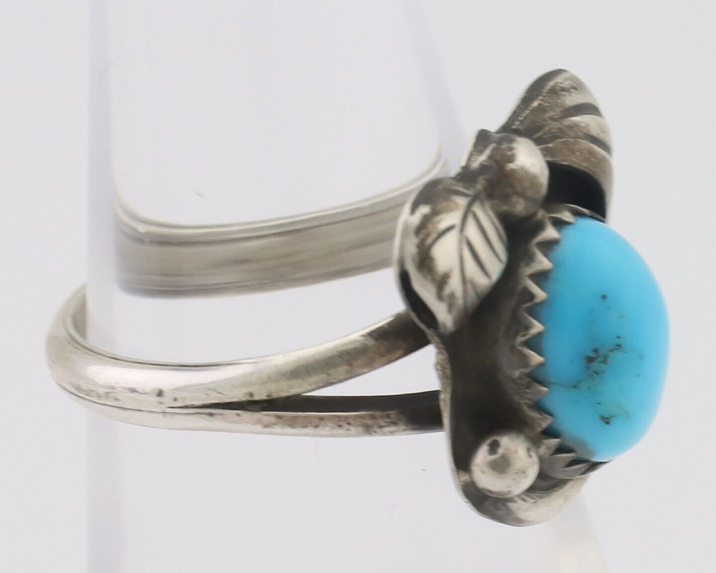 Navajo Ring 925 Silver Sleeping Beauty Turquoise Native American Artist C.80's