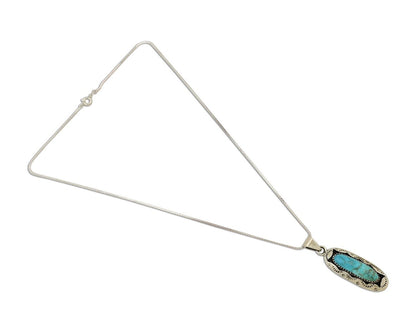 Navajo Necklace 925 Silver Kingman Turquoise Native American Artist C.80s