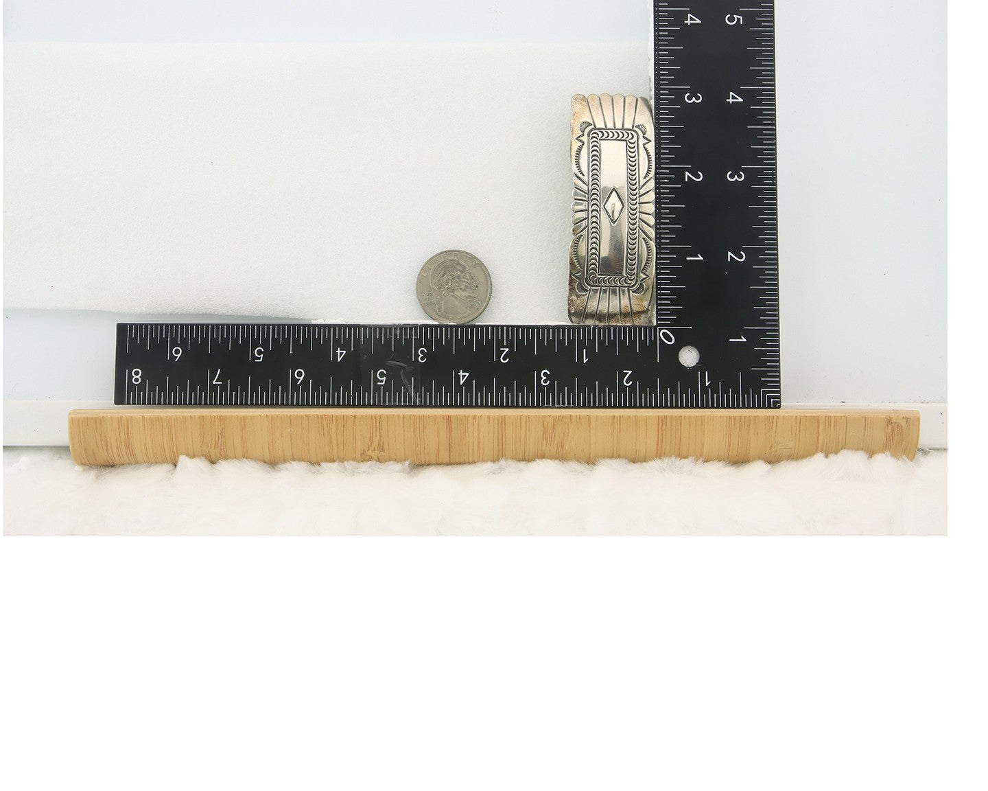 Vintage Navajo Barrette 925 Sterling Silver Hand Stamped Signed HT