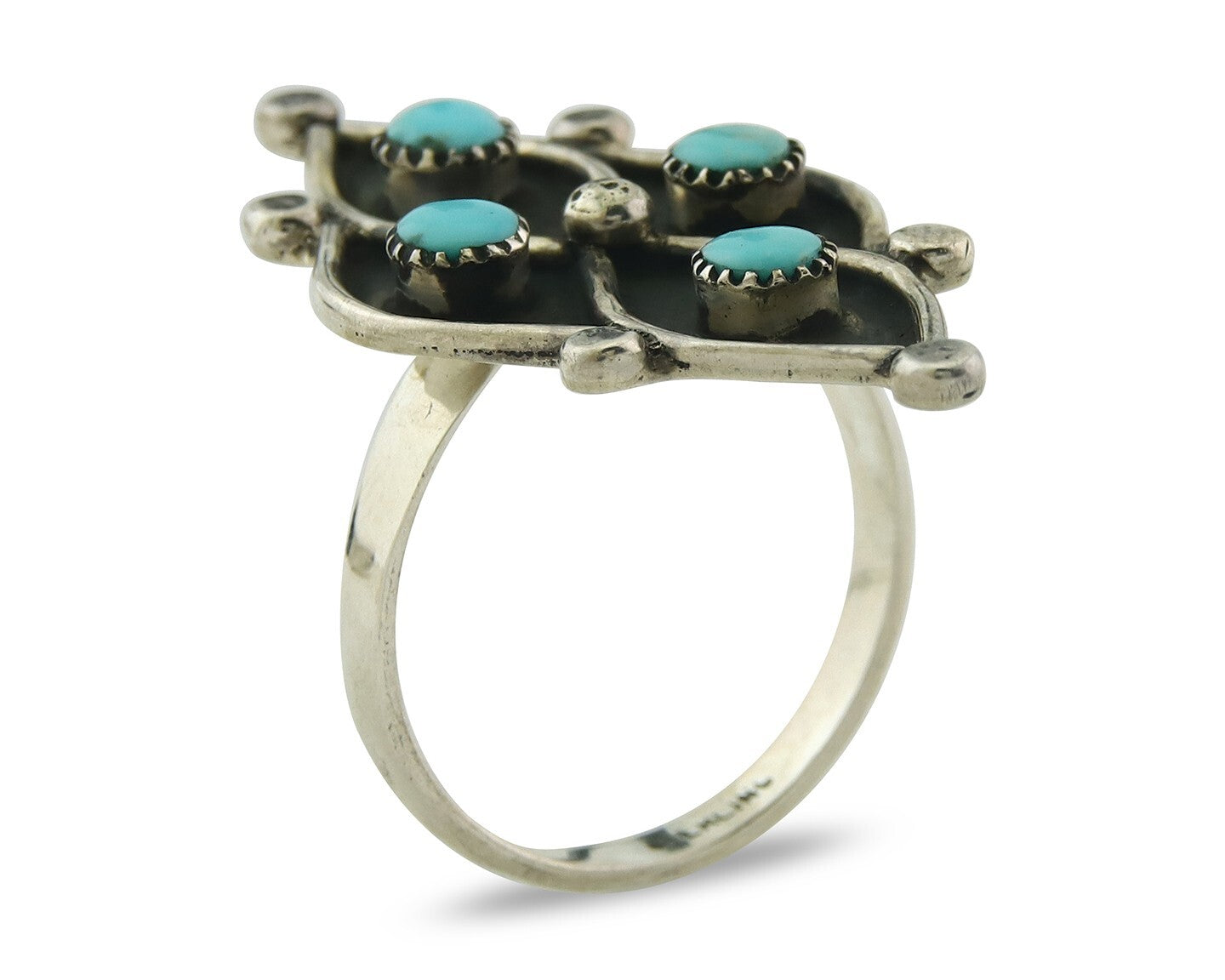 Vintage Zuni Ring 925 Sterling Authentic Natural Turquoise Native Artist Sz 9.75