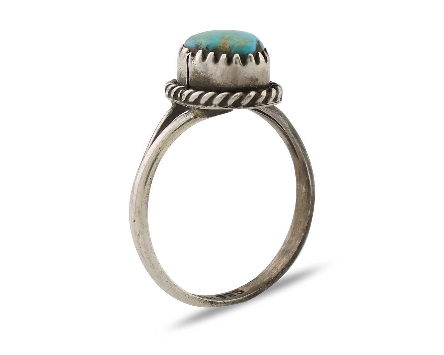 Navajo Ring 925 Silver Kingman Turquoise Native American Artist C.80's